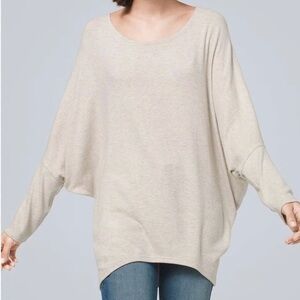 White House Black Market Cream Crew Neck Sweater Relaxed Fit